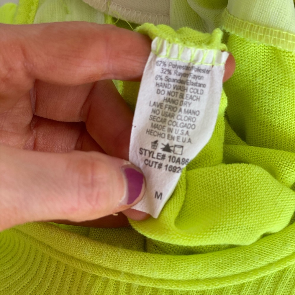 Double Zero Neon Green Flower Minidress M - Picture 9 of 14